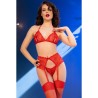 cr 4848 ensemble soutien-gorge + string + bas en dentelle rouge l