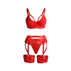 955267 ensemble soutien-gorge bondage rouge avec jarretelle l-xl