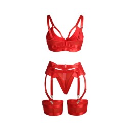 955267 ensemble soutien-gorge bondage rouge avec jarretelle l-xl
