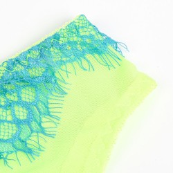 955311 ensemble soutien-gorge avec lignes dentelle et jarretelle vert et bleu s-m