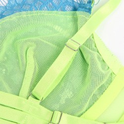 955328 ensemble soutien-gorge avec lignes dentelle et jarretelle vert et bleu l-xl