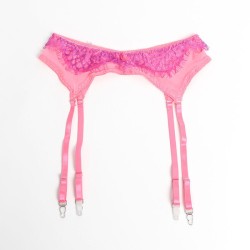 955359 ensemble soutien-gorge avec dentelle et liens jarretelles rose et violet s-m