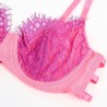 955366 ensemble soutien-gorge avec lignes de dentelle et jarretelles rose et violet l-xl