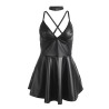 955373 robe à bretelles en cuir noir s-m