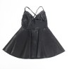 955380 robe à bretelles en cuir noir l-xl