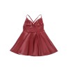 955403 robe à bretelles en cuir bordeaux l-xl