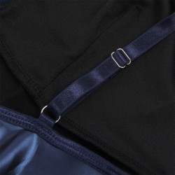 955410 robe à bretelles en cuir bleu s-m