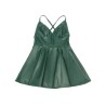 955434 robe à bretelles en cuir vert s-m