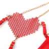 955519 ensemble soutien-gorge avec chaînes et coeur en maille rouge s-m
