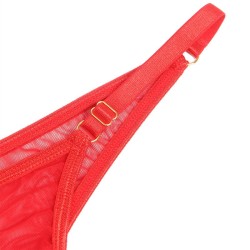 955519 ensemble soutien-gorge avec chaînes et coeur en maille rouge s-m