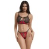 955533 ensemble soutien-gorge à fermeture éclair en cuir verni rouge s-m