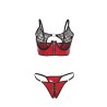 955533 ensemble soutien-gorge à fermeture éclair en cuir verni rouge s-m