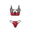 955533 ensemble soutien-gorge à fermeture éclair en cuir verni rouge s-m