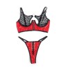 955533 ensemble soutien-gorge à fermeture éclair en cuir verni rouge s-m