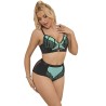 955557 ensemble soutien-gorge en cuir verni vert avec fermeture éclair s-m