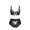 955557 ensemble soutien-gorge en cuir verni vert avec fermeture éclair s-m