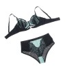 955557 ensemble soutien-gorge en cuir verni vert avec fermeture éclair s-m