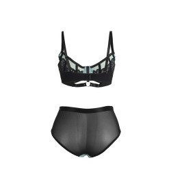 955564 ensemble soutien-gorge à fermeture éclair en cuir verni vert l-xl