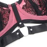 955571 ensemble soutien-gorge en cuir verni rose avec fermeture éclair s-m