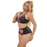 955588 ensemble soutien-gorge en cuir verni rose avec fermeture éclair l-xl