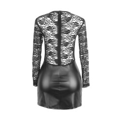 955601 robe à manches longues avec dentelle noire l-xl