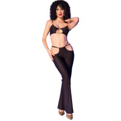 cr 4851 ensemble top et leggings noirs avec accessoires dorés l