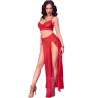 cr 4850 ensemble top et leggings rouge avec accessoires dorés s