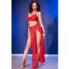 cr 4850 ensemble top et leggings rouge avec accessoires dorés s