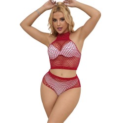 952402 ensemble resille avec losanges roses taille unique