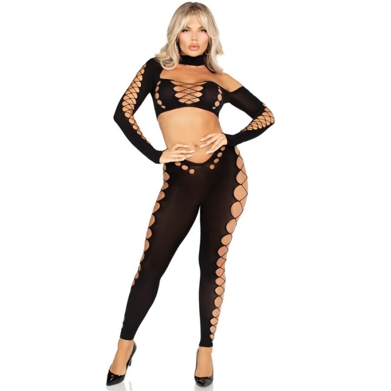 crop top et leggings découpés sans couture noir crop top et leggings découpés sans couture noir