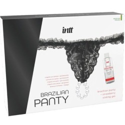 culotte brésilienne noire avec perles et gel lubrifiant 50 ml