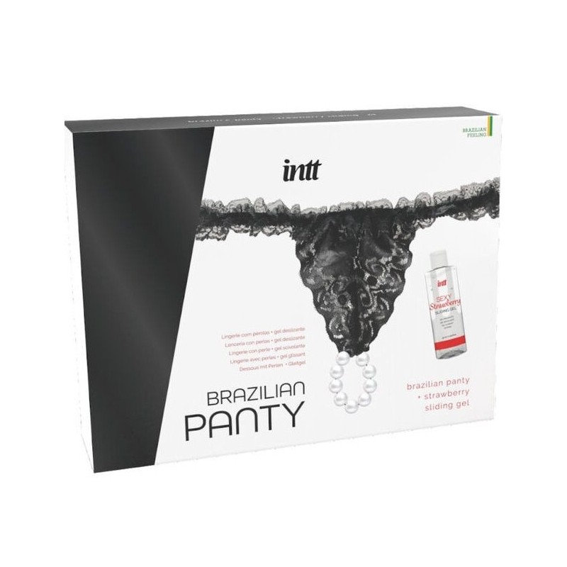 culotte brésilienne noire avec perles et gel lubrifiant 50 ml culotte brésilienne noire avec perles et gel lubrifiant 50 ml