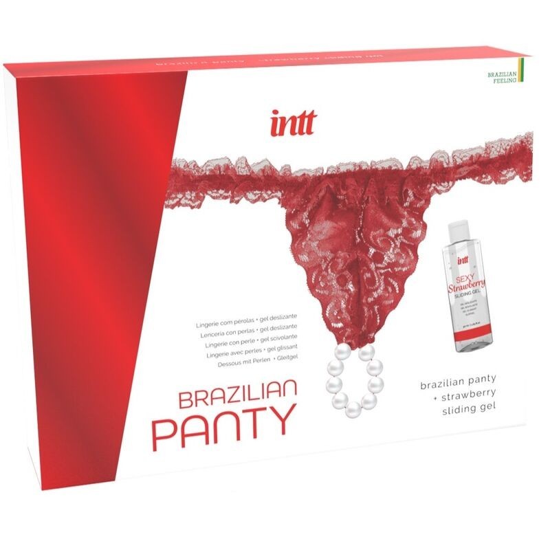 culotte rouge brésilienne avec perles et gel lubrifiant 50 ml culotte rouge brésilienne avec perles et gel lubrifiant 50 ml