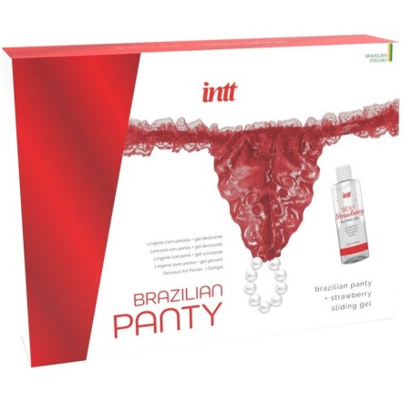 culotte rouge brésilienne avec perles et gel lubrifiant 50 ml