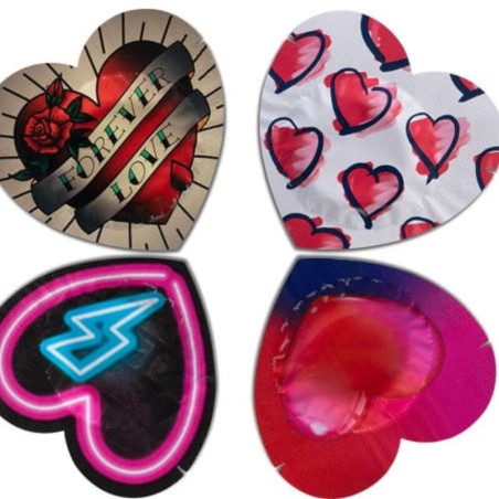 préservatifs forme coeur rouge sac 144 unités
