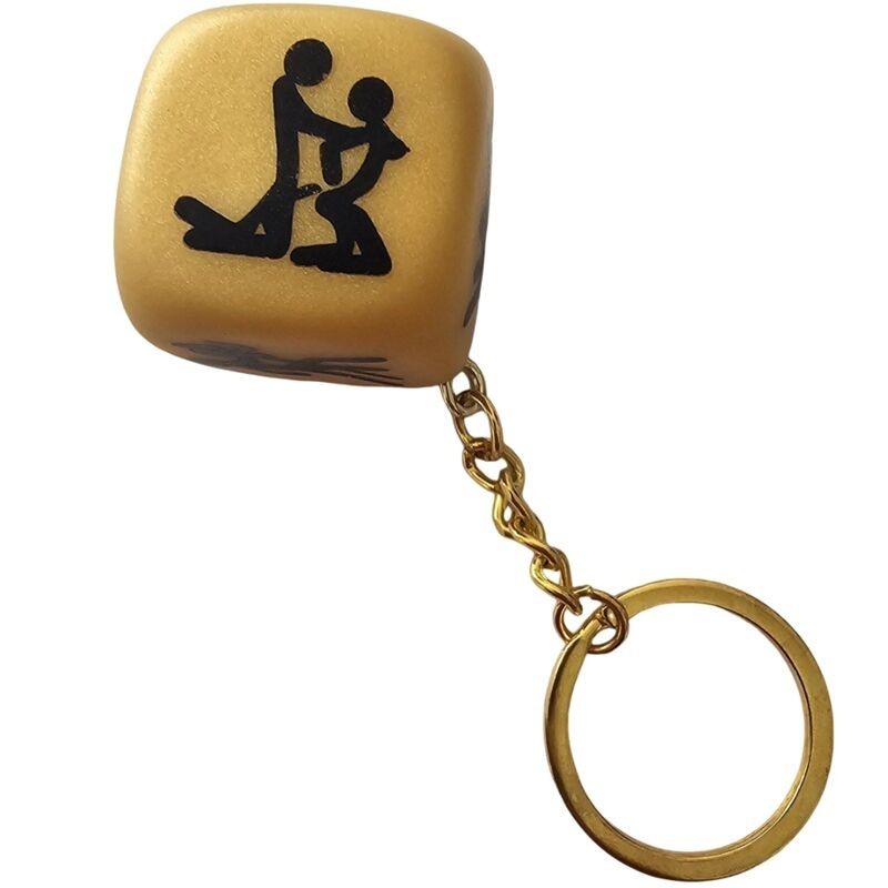porte-clés dés dorés avec poses