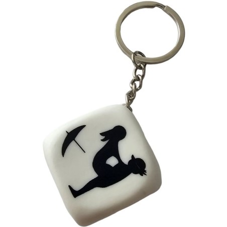 porte-clés dés blanc avec poses