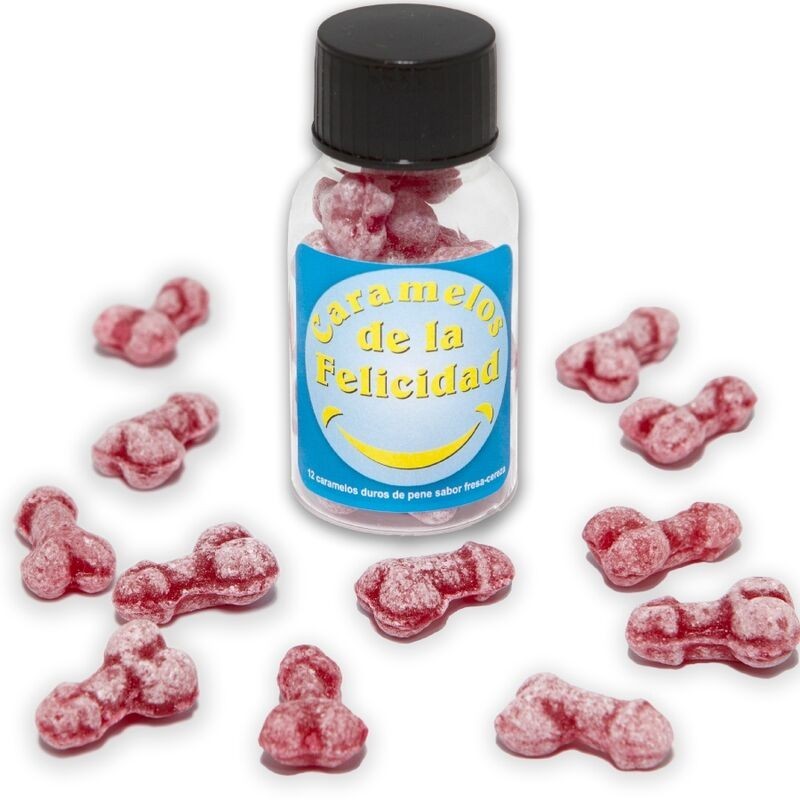 pot de 12 bonbons happy penis aux fraise-cerise pot de 12 bonbons happy penis aux fraise-cerise