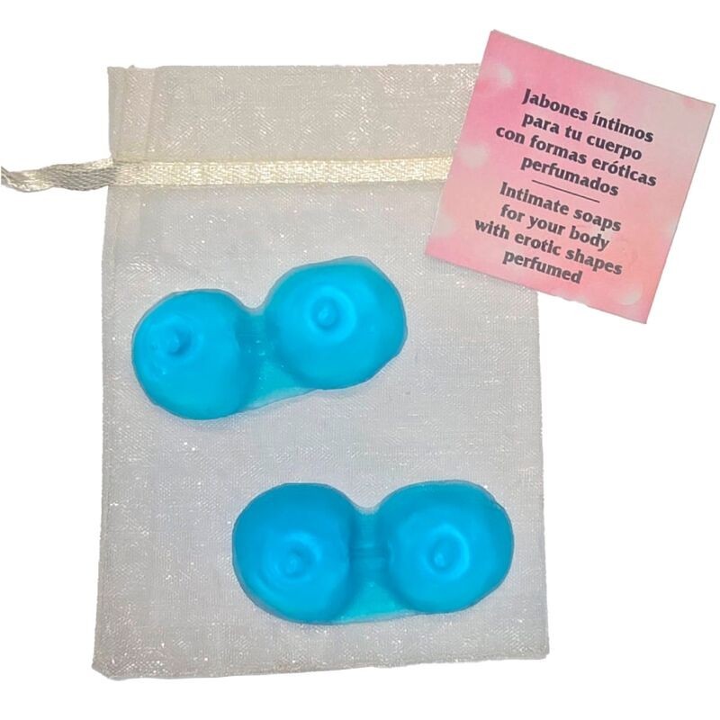 2 savons parfumés en forme de seins bleu 2 savons parfumés en forme de seins bleu