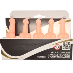 boîte de 5 bougies en forme de pénis de chair