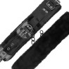 menottes ajustables en cuir noir avec cadenas