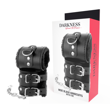 menottes ajustables en cuir noir avec doublure