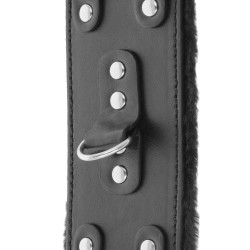 menottes ajustables en cuir noir avec doublure
