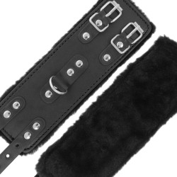 menottes ajustables en cuir noir avec doublure