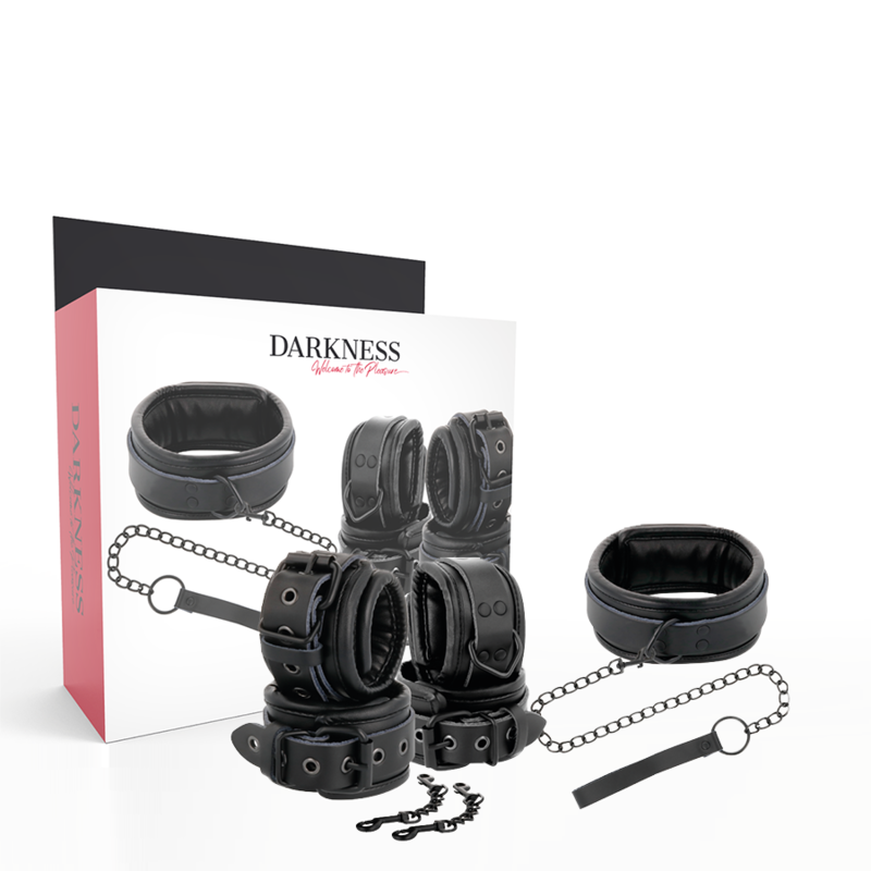 menottes et collier en cuir noir menottes et collier en cuir noir