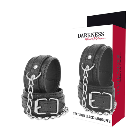 menottes en cuir texturé noir