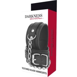 menottes en cuir texturé noir