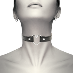 collier cuir vegan femme accessoire coeur