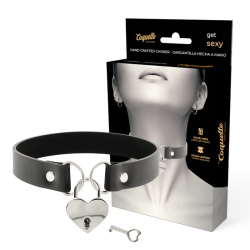 collier en cuir vegan avec accessoire coeur avec cl?