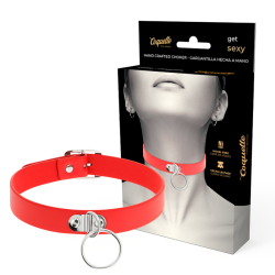 collier cuir vegan rouge femme accessoire fétiche